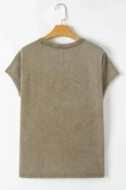 Sale Dear-Lover Vintage Washed Short Dolman Sleeve Oversized T Shirt Sage Green
