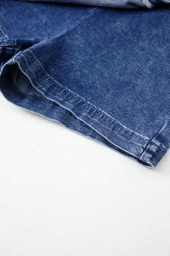 Hot Dear-Lover Acid Wash Asymmetric Twisted Wrapped Zipped Denim Skort Sail Blue