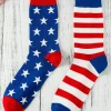 Best Dear-Lover American Flag Pattern Soft Knitted Socks Sail Blue