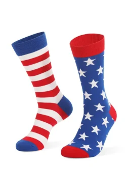 Best Dear-Lover American Flag Pattern Soft Knitted Socks Sail Blue