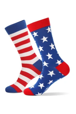 Best Dear-Lover American Flag Pattern Soft Knitted Socks Sail Blue