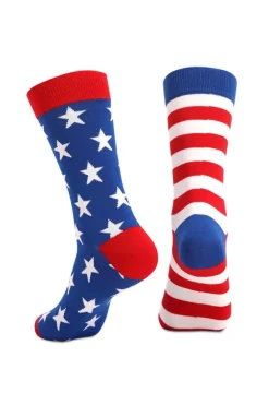 Best Dear-Lover American Flag Pattern Soft Knitted Socks Sail Blue