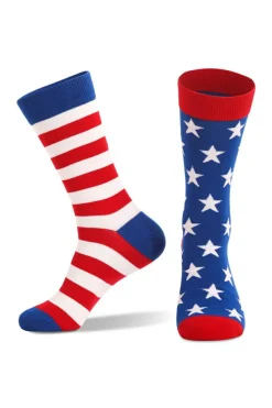 Best Dear-Lover American Flag Pattern Soft Knitted Socks Sail Blue