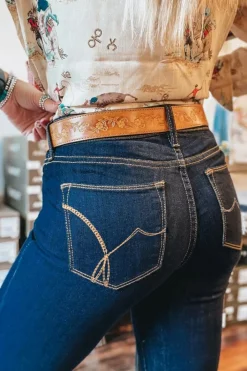 Fashion Dear-Lover Center Seam Deep Wash Straight Jeans Sail Blue