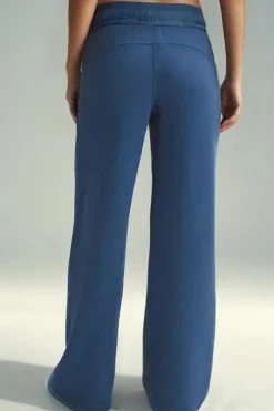 Hot Dear-Lover Drawstring High Waist Wide Leg Pocketed Sweatpants Sail Blue