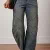 Sale Dear-Lover Exposed Stitching Loose Straight High Waist Jeans Sail Blue