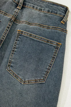 Sale Dear-Lover Exposed Stitching Loose Straight High Waist Jeans Sail Blue