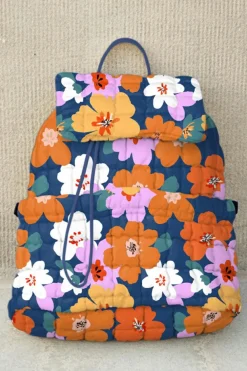 Online Dear-Lover Flower Print Quilted Large Backpack Sail Blue