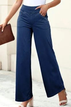 Fashion Dear-Lover Medium Wash Straight Leg Loose Casual Jeans Sail Blue