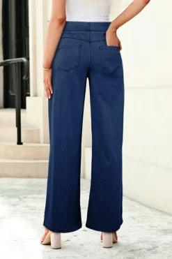 Fashion Dear-Lover Medium Wash Straight Leg Loose Casual Jeans Sail Blue