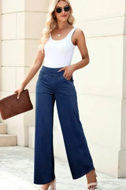 Fashion Dear-Lover Medium Wash Straight Leg Loose Casual Jeans Sail Blue
