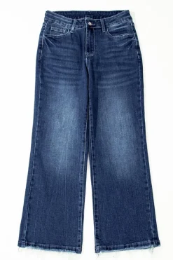 Sale Dear-Lover Mineral Wash Raw Hem High Waist Flared Jeans Sail Blue