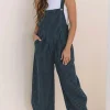 Outlet Dear-Lover Plaid Print Buttoned Pocketed High Waist Overall Sail Blue