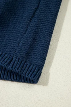 Discount Dear-Lover Star Pattern Drop Shoulder Knitted Sweater Sail Blue