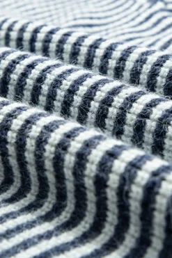 Sale Dear-Lover Striped Lantern Sleeve Drop Shoulder Cozy Sweater Sail Blue