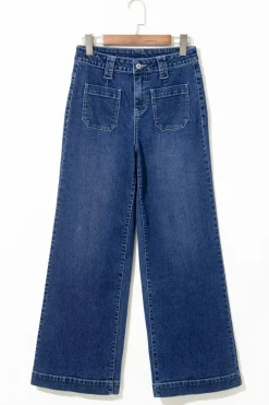 Discount Dear-Lover Wide Leg Pocketed High Waist Jeans Sail Blue