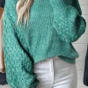 Outlet Dear-Lover Cable Knit Sleeve Drop Shoulder Sweater Sea Green