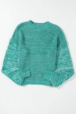 Outlet Dear-Lover Cable Knit Sleeve Drop Shoulder Sweater Sea Green