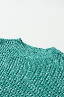 Outlet Dear-Lover Cable Knit Sleeve Drop Shoulder Sweater Sea Green
