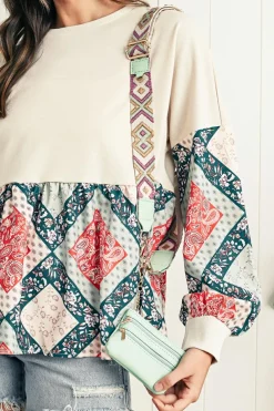 New Dear-Lover Geometric Printed Phone Strap And Detachable Zipped Pouch Sea Green