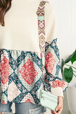 New Dear-Lover Geometric Printed Phone Strap And Detachable Zipped Pouch Sea Green
