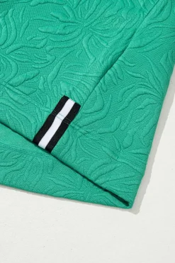 Discount Dear-Lover Jacquard Textured Quarter Zipper Shift Mini Dress Sea Green