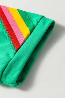 Sale Dear-Lover Rainbow Colorblock Collared Short Sleeve Top 2 Piece Shorts Set Sea Green