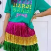 Sale Dear-Lover Sequin Mardi Gras Letter Graphic T Shirt Sea Green