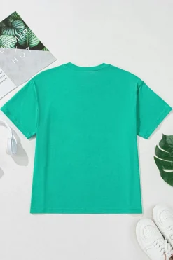 Sale Dear-Lover Sequin Mardi Gras Letter Graphic T Shirt Sea Green