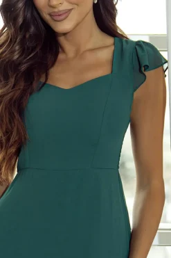 Clearance Dear-Lover Shirred Open Back Sweetheart Neck Ruffled Midi Dress Sea Green