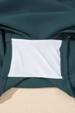 Best Dear-Lover Solid Pocketed Crossover High Waist Swim Skort Sea Green