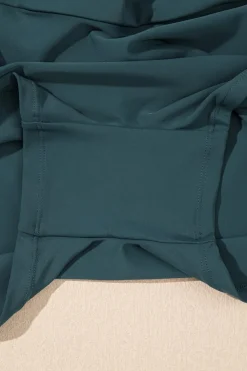 Best Dear-Lover Solid Pocketed Crossover High Waist Swim Skort Sea Green