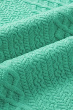 Fashion Dear-Lover Textured Puff Sleeve Ruffled V Neck Shift Mini Dress Sea Green