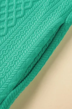Fashion Dear-Lover Textured Puff Sleeve Ruffled V Neck Shift Mini Dress Sea Green