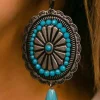 Fashion Dear-Lover Western Retro Turquoise Dangle Earrings Sea Green