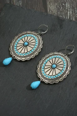 Fashion Dear-Lover Western Retro Turquoise Dangle Earrings Sea Green
