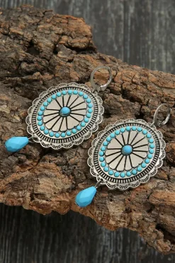 Fashion Dear-Lover Western Retro Turquoise Dangle Earrings Sea Green
