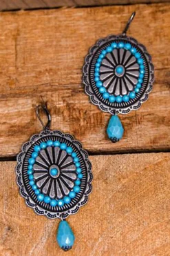 Fashion Dear-Lover Western Retro Turquoise Dangle Earrings Sea Green