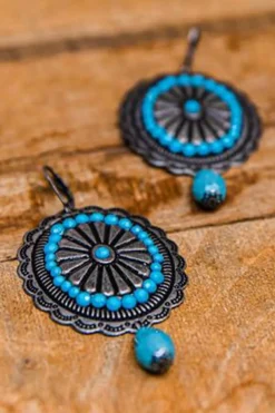 Fashion Dear-Lover Western Retro Turquoise Dangle Earrings Sea Green