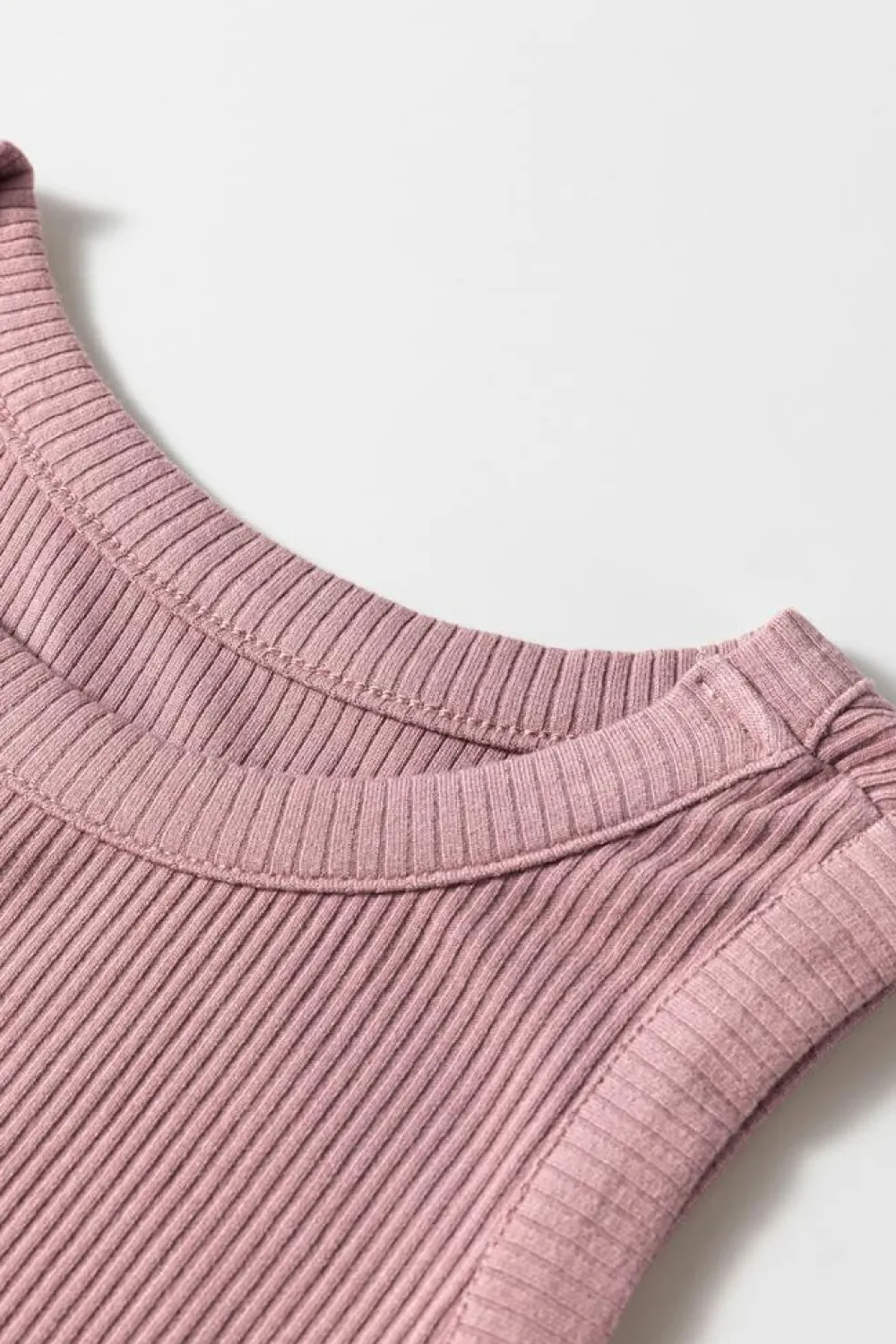 Best Dear-Lover Ribbed Vest Patchwork Tiered Midi Dress with Pockets Sepia Rose