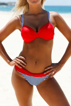 Online Dear-Lover Sexy Padded Gather Push-up Bikini Set Fiery Red