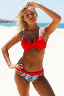 Online Dear-Lover Sexy Padded Gather Push-up Bikini Set Fiery Red