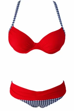 Online Dear-Lover Sexy Padded Gather Push-up Bikini Set Fiery Red