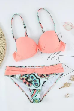 New Dear-Lover Sexy Padded Gather Push-up Bikini Set Pink