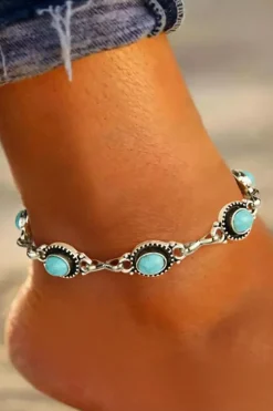 Discount Dear-Lover Bohemian Turquoise Casual Anklet Silver