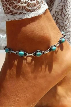Discount Dear-Lover Bohemian Turquoise Casual Anklet Silver