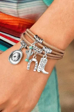Best Dear-Lover Good Luck Cactus Multi-Layered Bracelet Silver