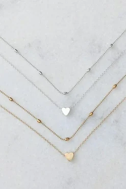 Hot Dear-Lover Valentine Heart Shaped Layered Chain Necklace Silver