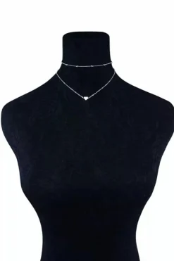 Hot Dear-Lover Valentine Heart Shaped Layered Chain Necklace Silver