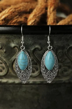 Outlet Dear-Lover Vintage Turquoise Boho Arabesque Earring Silver